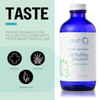 PurO3 Ozonated Oil Pulling Solution - Organic, Ozone Infused Coconut, Sesame, Sunflower, & Peppermint Essential Oils for Teeth & Gums - Fluoride-Free, Non-Toxic & Non-GMO Oral Care, 8 oz