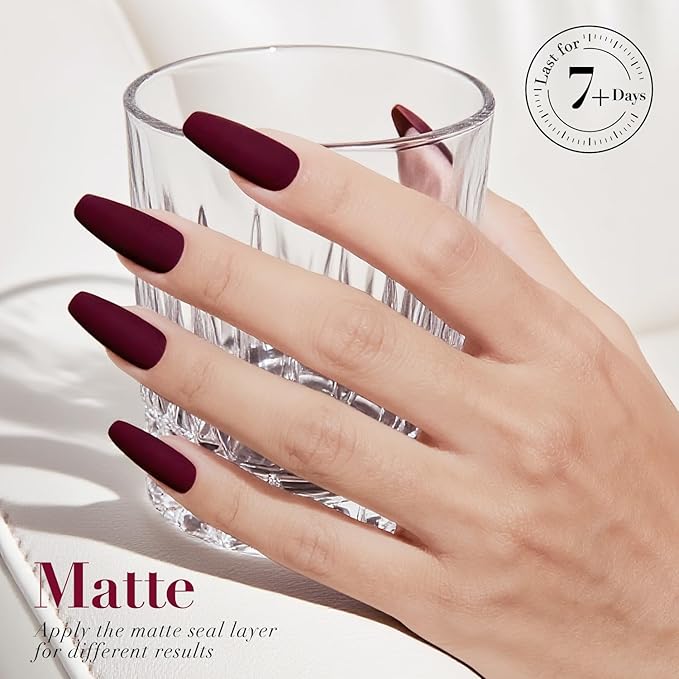 AZUREBEAUTY Dark Red Nail Polish, Quick Dry Nail Lacquer Natural Strengthening Treatment Kit DIY Salon at Home Women Gifts 0.34 fl oz