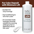 ForPro Expert 10 Volume Crème Developer for Hair Lightening, Gray Coverage & Color Deposit with Minimum Lift, 32 Fl Oz