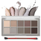 Erinde 10 Colors Nude Eyeshadow Palette, Taupe Brown Mavue Matte Eye Shadow Palette Makeup, Neutral Grey Smokey Eye Pallete, Ultra-Blendable, Long Lasting Natural Eyeshadow for Older Women, Cement