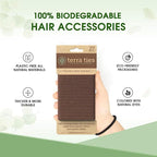 BIODEGRADABLE Elastic Hair Ties for Women & Men - Organic No Crease Brown Hair Tie Ponytail Holders and Hairties for Buns - Plastic Free Hairbands for Women and Mens Hair - 5mm (27 count)