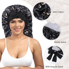 AWAYTR Long Satin Bonnet for Braids - Elastic Silk Hair Bonnets for Sleeping Night Cap Stretchy Tie Band for Women(Star and Moon)