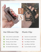 Mesovor 2 Styles Silicone Flexible Hair Claw Clips, 6 Pack Soft Bendable Hair Clips for Women | Rectangle Small Large Cozy Hairclips (Dark Khaki, Coffee, Black)