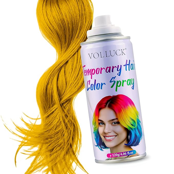 VOLLUCK Temporary Hair Color Spray, Instant Washable Hair Dye for All Hair Types, Vibrant Color for Party, Halloween, Cosplay, and Daily Use (#1 Blonde)