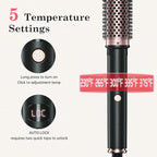 2in1 Negative Ion Thermal Brush -Heated Round Brush, Curling Iron 1 1/2 Inch& Curling Iron 1 3/4 Inch, 5 Temperature Settings,Dual Voltage