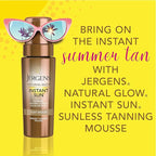 Jergens Natural Glow Instant Sun Body Mousse, Self Tanner for Light Bronze Tan, Sunless Tanning Body Bronzer for Natural Looking Color Instantly, 6 Oz