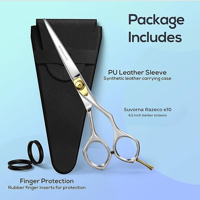 Suvorna Hair Cutting Scissors for Professionals, Barbers - Hair Shears for Cutting, Trimming, Grooming, Precision - Extremely Sharp Razor Edge - Made With 6.5" Japanese Stainless Steel for Men, Women.