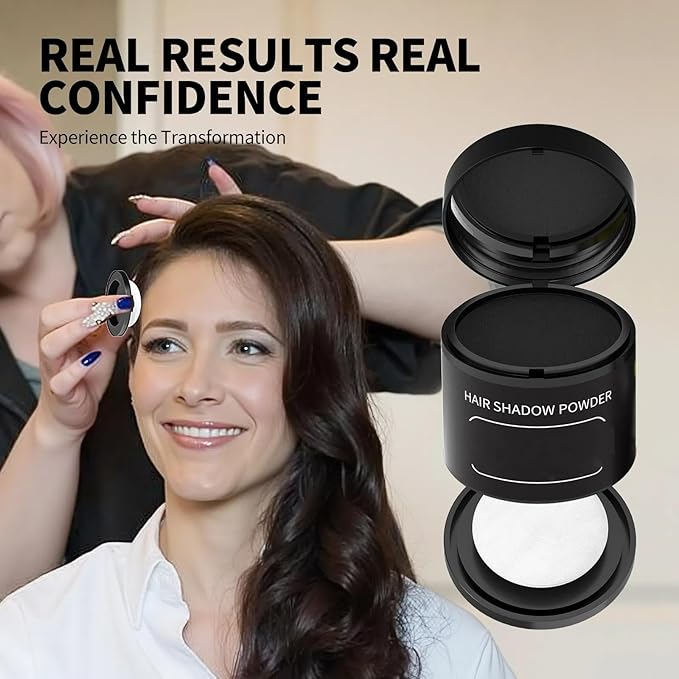 Gowwim Root Touch up Powder, Instantly Gray Hair Cover up Hairline Powder for Women & Men Waterproof and Sweatproof Root Cover Up Long-Lasting for Thinning & Loss Hair (Dark Brown, 10g)