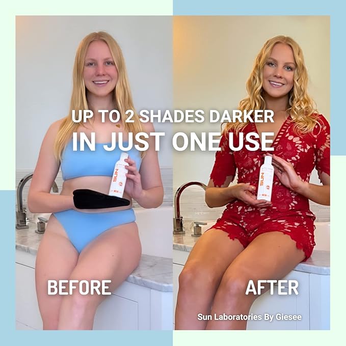 Sun Laboratories By Giesee Self Tanning Lotion, Tan Extender and Body Scrub - Very Dark Sunless Tanner for Natural Face & Body Self Tan - Gradual Self Tanning Lotion for Instant Sunless Glow