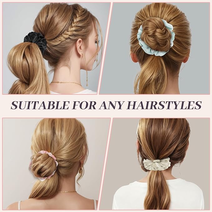 5Pcs Velvet Hair Scrunchies for Women, Fashion No Crease Hair Ties for Thin Thick Hair,Soft Hair Bands No Damage for Girls, Ideal Gifts for Women (Set 6)