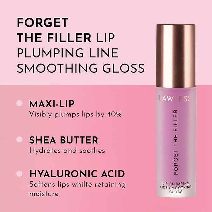 Lawless Women's Forget The Filler Lip Plumper Line Gloss, Violet Bloom, Purple, 0.11 Fl Oz (Pack of 1)