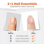 modelones Nail Polish Top Coat Base Coat 3-in-One, 15 Ml Clear Nail Strengthener Quick Dry Long Lasting Shine Chip Fade Resistant Nails Protect Care Gifts for Women
