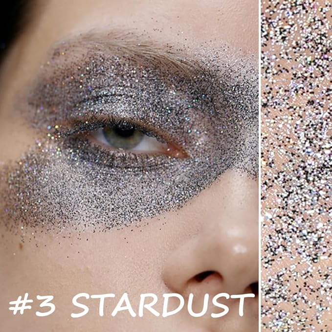 Roll-on Face Body Glitter Gel for Women Kids, Holographic Chameleon Color Glitter Gel Long Lasting Shimmer Makeup for Singer Concerts Music Festival Halloween Rave Accessories (#3 Stardust)