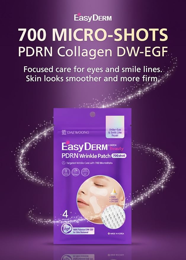 Easyderm PDRN Patch - Under Eye & Smile Line Care, 4 Patches, K-Beauty Korean Skincare with Collagen & EGF, Smile lines treatment, PDRN Eye mask, Special care, Stocking Stuffer Holiday Gift