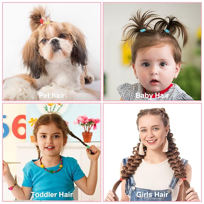 2000 Pcs Elastic Hair Rubber Bands for Girls, 24 Colors Small Girl Hair Ties Baby Hair Ties Elastic Rubber Bands with Hair Loop Styling Tool Hair Accessories for Toddler Baby Girl Hair