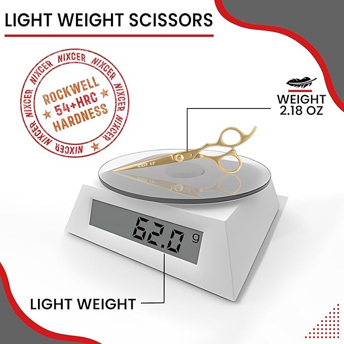 Hair Cutting Scissors -Sharp Razor Edge Blade Hair Shears Series - 6.5" With Fine Adjustment – Stainless Steel Hair Scissors Professional For Men, Women & Babies (Gold)