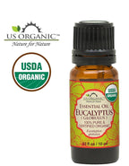 US Organic 100% Pure Eucalyptus Essential Oil (Globulus) - USDA Certified Organic, Steam Distilled - W/Euro droppers (More Size Variations Available) (10 ml / .33 fl oz)