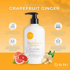 DANI Naturals Hand & Body Lotion - Grapefruit Ginger, Hydrating Lotion with Aloe Vera, Vitamin E & Shea Butter, Moisturizing for All Skin Types, Paraben-Free, 12 Oz
