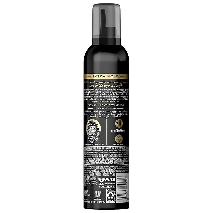 TRESemmé Shaping Mousse, Extra Hold 2-Pack – Moisturizing Hair Mousse for Sculpting, 24H Frizz Control + Keratin Mask