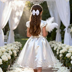 Velvet Sequin Hair Bows Elegant White Bow for Women Girls, 4in Glitter Handmade Hair Clips Alligator Clips Sparkly Ponytail Holder Hair Accessories for Christmas, Birthday Party, Wedding, Valentines