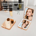 2025 Pocket Mirror With Light, Rose Gold Rechargeable Dimmable 3 Color Lighting 1x/3x Led Compact Travel Makeup Mirror for Purse, Portable, Folding, Handheld, Small Lighted Mirror Gift for Women