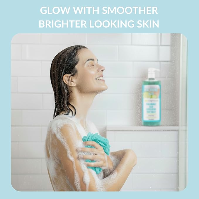 SpaScriptions Exfoliating Hyaluronic Acid Body Wash - 32 fl oz, Scented Moisturizing Body Wash with Sea Salt for Soft Glowing Skin, Gentle Natural Daily Cleanser Body Scrub, PH Balanced, Paraben Free