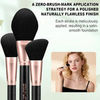 Silkpuff Makeup Brushes Set 15 Pcs Professional, Travel Makeup Brushes With Brush Case, Pearlescent Wood Handle, Premium Cruelty-Free Synthetic Fiber Hair, Foundation Concealer Eye Shadow Blush（Black）