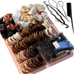 YANRONG 1159PCS Hair Accessories for Woman Set Seamless Ponytail Holders Variety Hair Scrunchies Hair Bands Scrunchy Hair Ties For Thick and Curly (Brown)