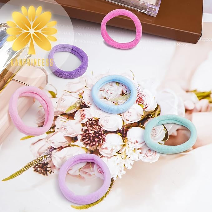 Nylon Hair Ties - No Damage,Strong Soft Cotton Hair Bands Accessories for Thick Hair 100PCS Ponytail Holders for Women Girls