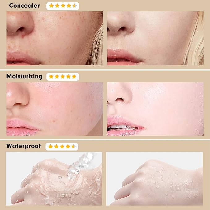 Mushroom Head Air Cushion CC Cream Christmas Gifts for Women, 1 Full-Size Makeup Foundation with 2 Refills & 1 Special Mushroom Head Puff, Upgraded Ingredients Long-lasting (Medium, 0.71 Fl Oz*3)