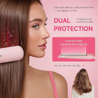 Flat Iron Hair Straightener 1 Inch Titanium - Fast Heating Pink Hair Straightener， Negative Ions Flat Iron 12 Temp (230°F-450°F), Auto Shut Off, Temp Memory & Dual Voltage for Smooth Silky Hair