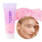 DAGEDA Body Glitter Gel, Face Glitters Body Gel Sequins Shimmer Liquid Eyeshadow, Chunky Glitter for Face Hair Nails, Holographic Cosmetic Laser Powder Festival Glitter Makeup 1.7oz (Light Pink)