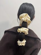3 Pieces Satin Scrunchies Set for Hair No Crease Elastic Hair Ties for Women and Girls (Beige)