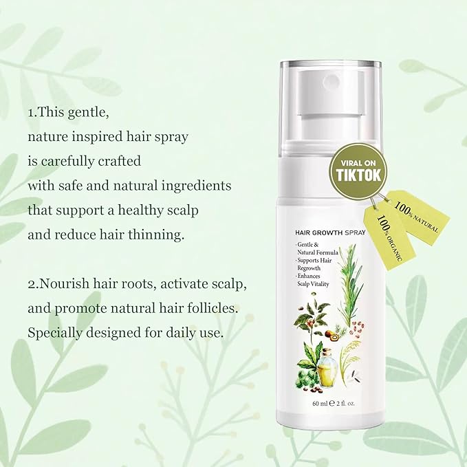 Natural Hair Growth Oil Spray:Rosemary Castor Batana Oil & Rice Water Lotion for Hair Growth ，Promotes Fuller Follicles for Women & Men – All Hair Type