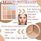 12 Colors Correcting Concealer Palette Kit with Brush,Cream Makeup Contour Palette for All Skin Type,Color Corrector Concealer Foundation Palette for Conceals Dark Circles & Blemish