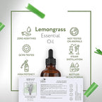 HBNO California Bottled Lemongrass Essential Oil 4 fl oz (120ml) - Natural Lemongrass Oil, Perfect for Cleaning, Aromatherapy, DIY, Soap & Diffuser -