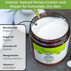 RaGaNaturals Mango Butter Moisturizing Hand & Body Cream for Dry to Very Dry, Sensitive Skin - Natural Vitamin E Face Cream - Non-Comedogenic, Unscented Lotion for Dry Skin for Women, Men, Baby - 8 Oz