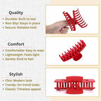Red Hair Clips for Women - 8 Pack 4.3 Inch Large Hair Claw Clips for Women Thin Thick Curly Hair, Big Matte Banana Clips,Strong Hold jaw clips