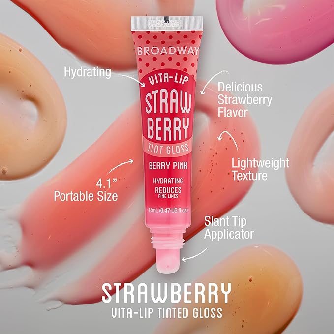 Ruby Kisses Broadway Vita-Lip Tinted Lip Gloss (6 Pack) Ultra-Hydrating, Nourishing, Soothing Formula with Vitamins, High-Shine Non-Sticky Lip Balm with Rosehip+Coconut Oil, Pink & Red Shades