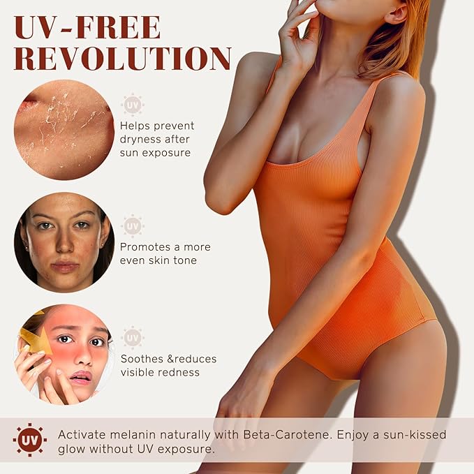 Tanning Drops to Drink - Sunless Tanning Drops To Drink - Bronze Tanning for Face and Body, Promotes Healthy Skin, Suitable for All Skin Types (2pcs)