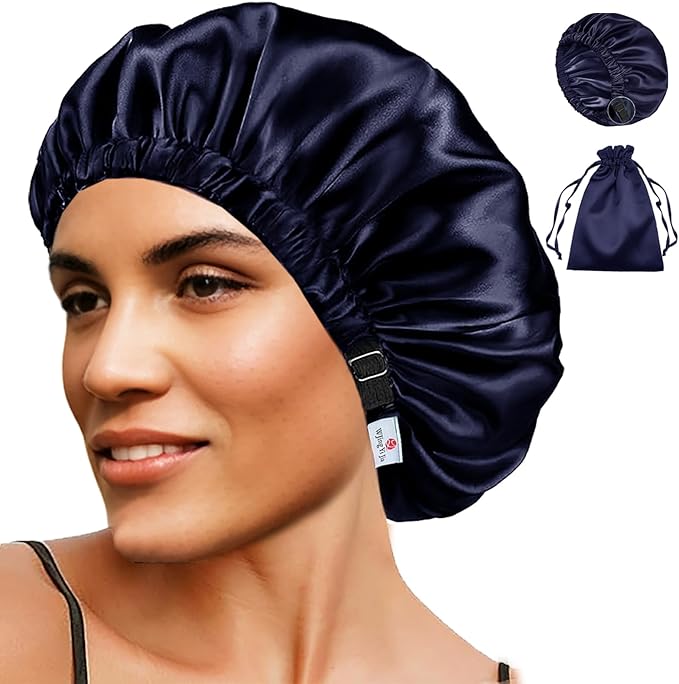Satin Bonnet 2Pcs Silk Bonnet Hair Bonnets For Sleeping Silky Soft Sleep Cap Womens Night Curly Natural Hair Caps