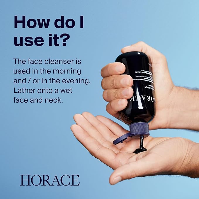 HORACE Face Cleanser for Men - Purifying Gel Against Excess Sebum - Gentle Skincare for All Skin Types - Unscented, 200 ml