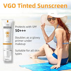 VGO Tinted Sunscreen for Face SPF 50, Hydrating Sun Essence Leaves No Sticky Feeling Travel Size Sunscreen Against UVA and UVB Rays 50ml / 1.7oz