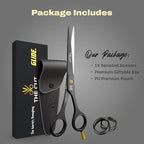 The Cut Factory® 6.5” Matte Black Luxury Hair Scissors – Ultra-Sharp High Carbon Steel Barber Shears for Men, Women & Kids – Gift-Boxed with Leather Pouch – Precision Cutting for Salon & Home