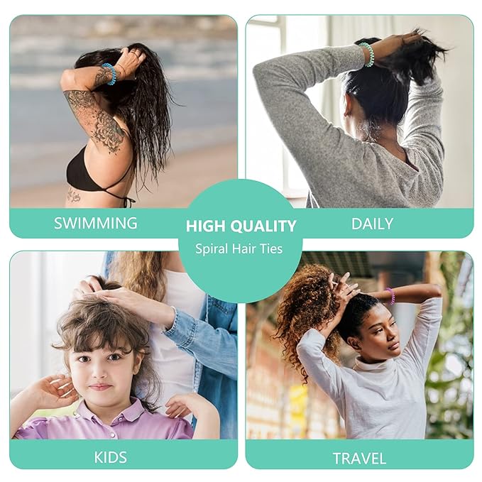 TIZZYT Basic Spiral Hair Ties, No Crease Hair Ties, 18 Count - Macaron Color