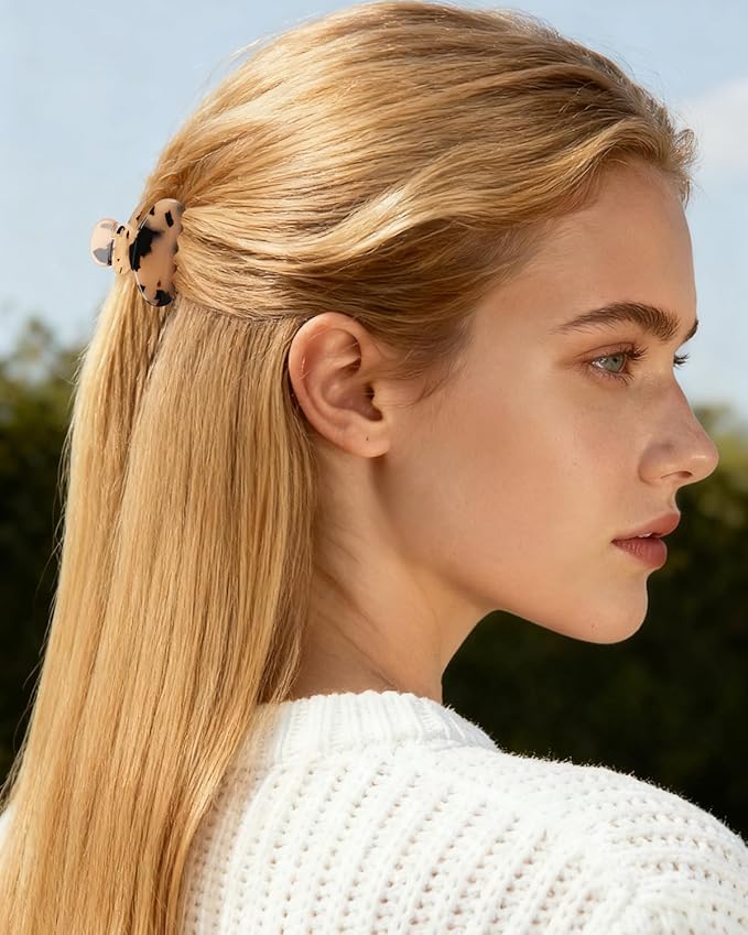 MAORULU 2 Pack Mini Acetate Hair Claw Clips – 1.6 Inch Small Durable Hair Clips for Women & Girls, Strong Hold Tiny Jaw Clips for Bangs & Half Up Hairstyles (Tortoise)