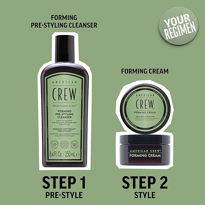 AMERICAN CREW Men's Pre-Styler Forming Shampoo for Textured & Curly Hair, Anti-Frizz & Curl Defining, With Jojoba Oil, Vegan, 8.5 fl oz