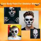 MEICOLY Black White Light Grey Face Body Paint Palette,Halloween Zombie Skeleton Makeup Face Paint,Clown Black White Makeup for Adults and Kids,Professional Body Paint Face Painting for SFX Cosplay