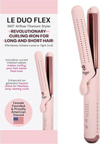 L'ANGE HAIR Le Duo Flex 360° Airflow Titanium Styler | Curling Iron with Adjustable Settings Creates Waves | Air Flow Styler Enhances Volume Locks | Dual Voltage Tool for All Hair Types (Blush)