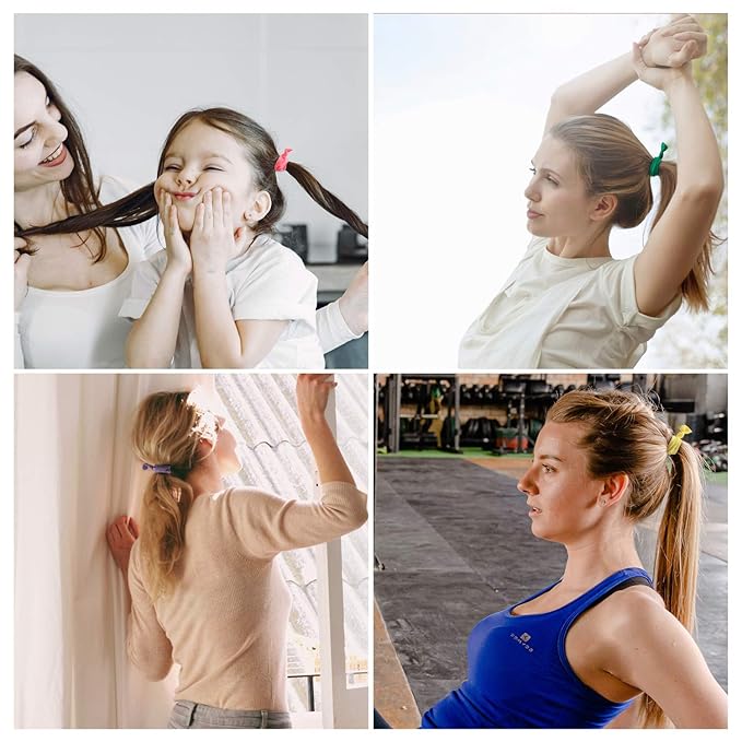 79Style Fabric Hair Ties Set: 60 Pieces - Elastic Ribbon Knotted Ponytail Holders, No Damage Cloth Flat Bands for Women and Girls (40 Ribbon Ties + 20 Black Ties)